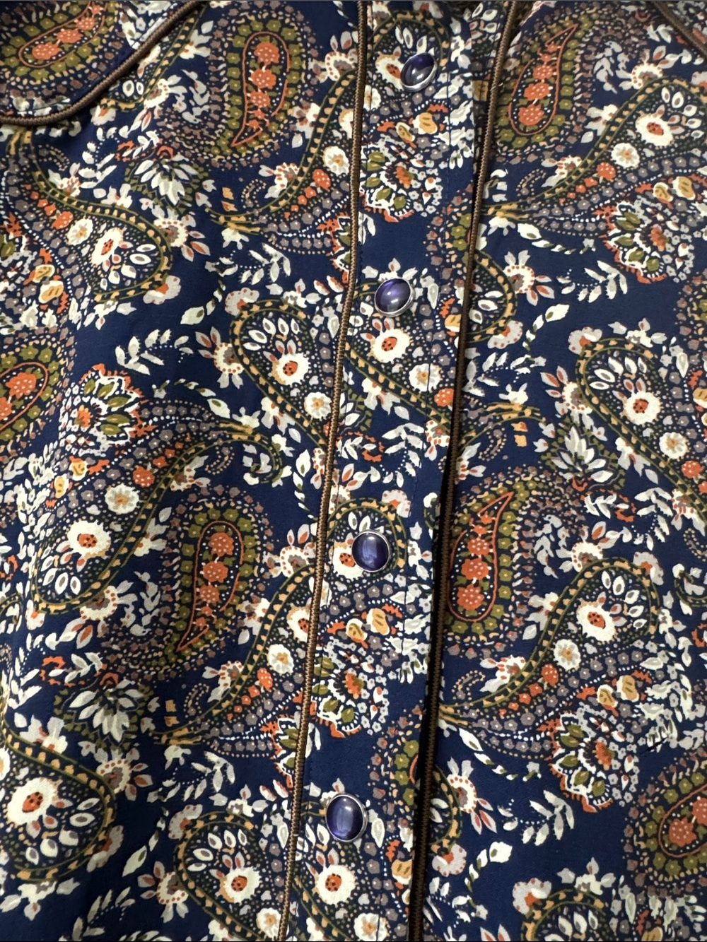 Natural life Medium western style yoke trim Paisley Floral Button-Down Shirt - Picture 3 of 5